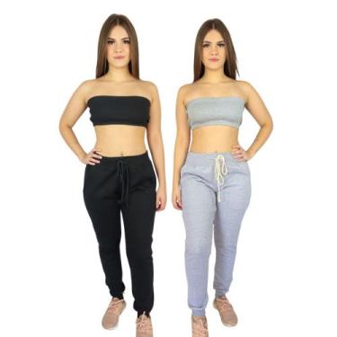 Imagem de Kit com 2 Calças Feminina Algodão Flanelada quentinha para o Inverno -