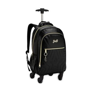 Imagem de Mochila Rodas Teen Estrela Denlex Just Metalizada JT1551, Preto