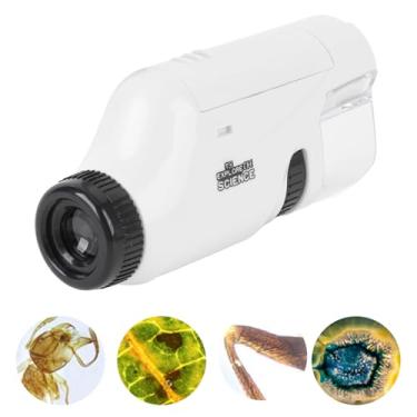 Imagem de Microscópio para Crianças, Mini Microscópio Alimentado por Bateria, Microscópio de Bolso, Microscópio Portátil Portátil, Brinquedos Científicos Educacionais, Experimentos (Branco)