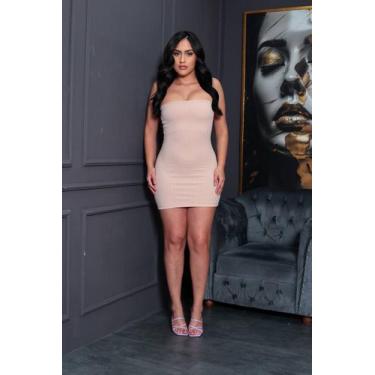 Imagem de Vestido curto feminino coladinho sem alças festas Verão tubinho justo 