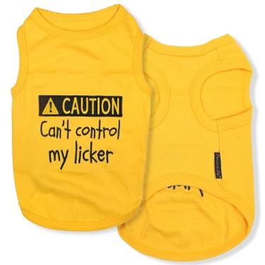 Imagem de Camisetas divertidas para cães e gatos Parisian Pet Caution Can't Control My Licker, I Work Out, Little Monster, WTF, BFF, Bling $, Got Treats, Babe Magnet, Little Miss Attitude (Licker, G)