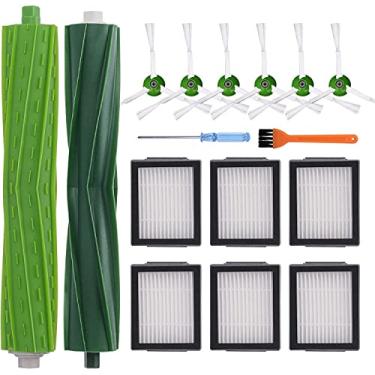 Imagem de Peças de reposição para iRobot Roomba i3 i3+ i4 i4+ i6 i6+ i7 i7+ i8 i8+ I Serie Acessórios incluídos 1 conjunto de escovas de borracha multisuperfície e 6 filtros e 6 escovas laterais