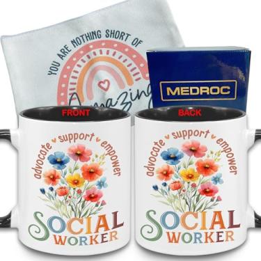 Imagem de MEDROC Canecas engraçadas de assistente social - Cerâmica 325 ml, presentes de agradecimento de assistente social para mulheres e homens, agradecimento, serviço social, xícaras de café para