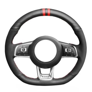 Imagem de MEWANT Capa de volante para Volkswagen VW Golf 7 GTI, Polo GTI, Arteon, Tiguan, Touran, T-ROC (R-Line), Jetta (GLI), Passat, Passat Variant