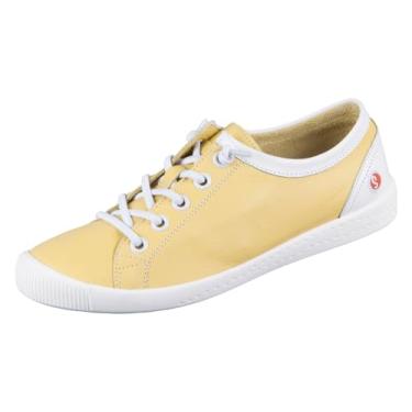 Imagem de Softinos Tênis feminino de cano baixo, Couro liso amarelo claro 036, 6-6.5