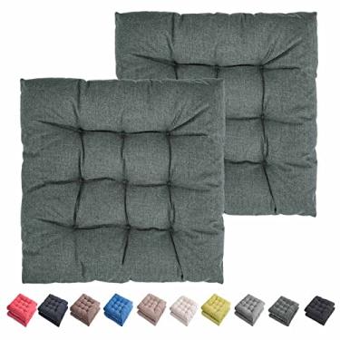Imagem de SEKUMDAN Almofadas de cadeira de pátio 50,8 cm x 50,8 cm Conjunto de 2 almofadas de assento de móveis confortáveis para ambientes internos e externos cadeiras de cozinha de balanço (2, cinza)