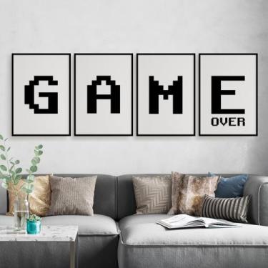 Imagem de Quadros Game Over Decoração Quarto Gamer Kit 4 Peças 20x28cm - camaleã