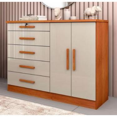 Imagem de Cômoda 2 Portas 5 Gavetas Istambul  - Tcil Móveis - Cinamomo/Off White
