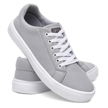 Imagem de Sapatênis Casual Linha Confort Hype Shoes Esporte Fino Cinza Unissex, 