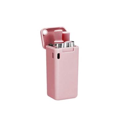 Imagem de Canudo dobrável com caixa de armazenamento, canudo de aço inoxidável dobrável reutilizável, conjunto dobrável portátil com ponta de silicone e escova de limpeza para viagens em casa e trabalho (rosa)