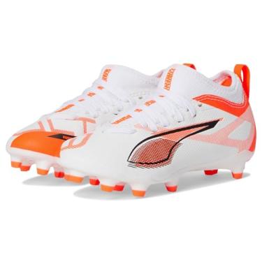 Imagem de PUMA Tênis infantil unissex Ultra 5 Match Firm Artificial Ground (criança pequena), Puma Branco/PUMA Preto/Vermelho Brilhante, 15