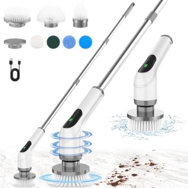 Imagem de VEVARUN Esfregão giratório elétrico para limpeza: escova de limpeza sem fio com alça de extensão e velocidades ajustáveis - Esfregadores elétricos para limpar banheiro, chuveiro, banheira, piso de