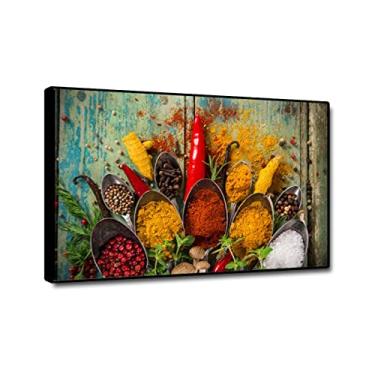 Imagem de Impressão de imagens de cozinha em tela - arte de parede em tela de cozinha grande - grãos, especiarias, colher, pôsteres e impressões - Comida a imagem para decoração de sala de jantar 30 x 45 cm (12