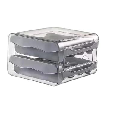 Imagem de Uilita 2 Porta-ovos de chão para geladeira, recipiente automático para ovos com rolamento para geladeira, caixa organizadora de ovos(Gray)