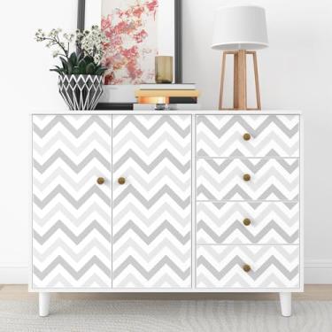 Imagem de HotDecor Papel de parede cinza branco descascar e colar papel de parede geométrico moderno papel de contato listrado removível para prateleiras de parede papel de contato neutro para dormitório