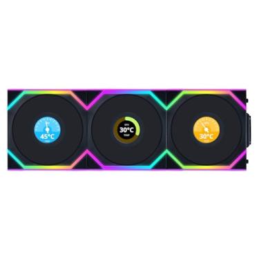 Imagem de Kit 3 Fans Lian Li Uni Fan SL Wireless LCD 120 ARGB Preto