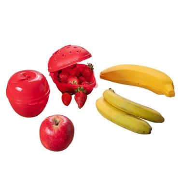 Imagem de Kit 3 Porta Fruta Plástico Formato Banana, Maça, Morango Plasútil