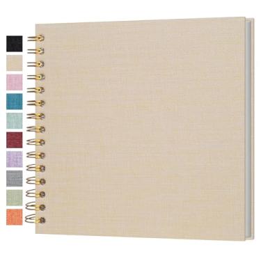 Imagem de Cherrich Pequeno Álbum de Recortes 8X8", Álbum de Fotos de Linho, Mini Álbum de Recortes, Livro de Memórias de Páginas Brancas Kraft para Casamento, Bebê, Família, Formatura, Viagem, Cachorro, Férias