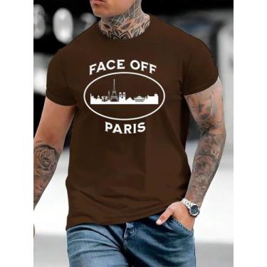 Imagem de Camiseta Masculina Paris Face Camisa Streetwear 100% Algodão - Algodão