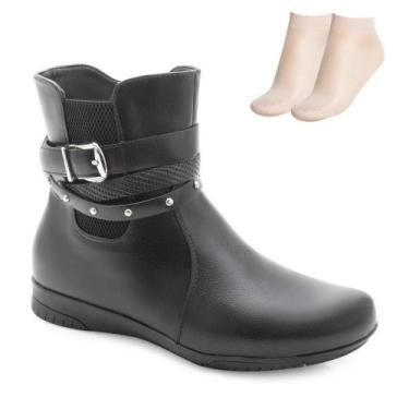 Imagem de Bota Cano Baixo Flat Pink Moon e Meia MC23-71083, Preto, 37