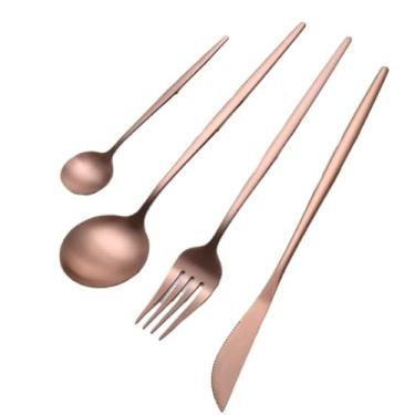 Imagem de 24 Pcs RosaCor Dourada Garfo e Colher e Faca Conjunto De Talheres De Aço luxo Inoxidável