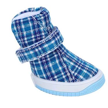 Imagem de Sapatos de Gato, Botas de Cachorro Ao Ar Livre Caminhar Tênis de Cachorro Respirável 4pcs Não Deslizam Cães de Estimação de Pano Macio Sapatos de Cachorro para Cães Pequenos Médios, Azul (Número 2)