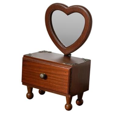 Imagem de IEUDNS Jóias de espelho de espelho espelhado de mesa de mesa Vintage Cosméticos de banheiro, organizador de maquiagem de espelho de espelho para o, Coração