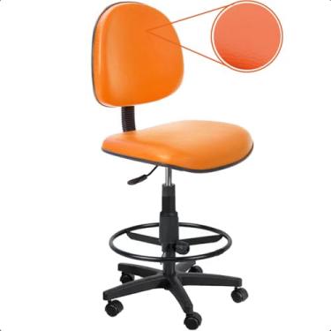 Imagem de Cadeira de Escritório Caixa Alta Balcão Recepção Executiva com Rodízios Laranja Escritex - Conforto, Estilo e Funcionalidade