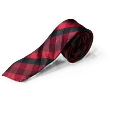 Imagem de Gravata Social Slim Xadrez Varias Cores - Yunity, Vermelho