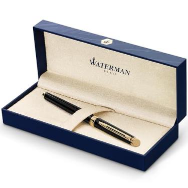 Imagem de Waterman Caneta-tinteiro Hemisphere, preto fosco com acabamento em ouro 23k, ponta média com cartucho de tinta azul, caixa de presente