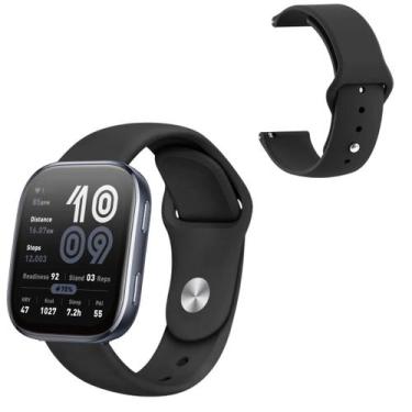 Imagem de Pulseira 22mm fecho pino para Amazfit Bip 6 - 100% silicone - Genérica