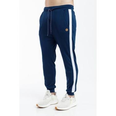 Imagem de Calça Masculina Helanca Esportiva Faixa Lateral Marinho