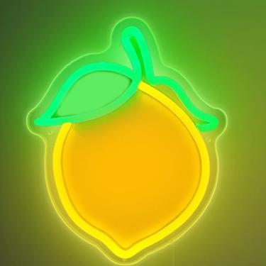 Imagem de HFHungkeong Letreiro Neon De Limão Com Formato Fruta, Fofo Frutas Para Decoração Parede, Apartamento, Bar, Quarto Infantil, Led Amarelo Festa Aniversário, Quarto, 11,5 X 10,3 Pol.