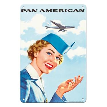 Imagem de Pacifica Island Art Pan American World Airways - Cartaz De Viagem Vintage Aeromoça, C. 1960, Placa Lata Metal, 8 X 12 Pol.