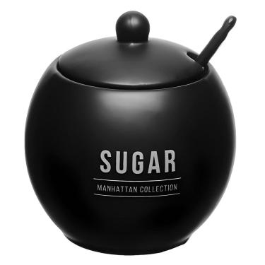 Imagem de Açucareiro com Colher em Porcelana Manhattan Preto 350ml