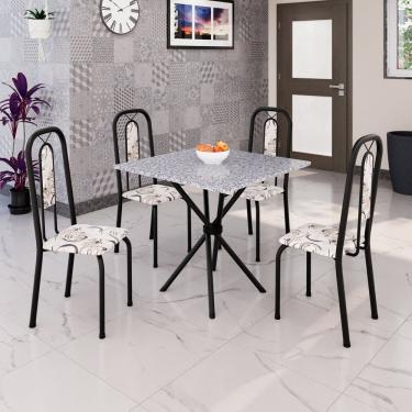 Imagem de Conjunto para Sala de Jantar com 4 Cadeiras Lívia Arabesco / Preto