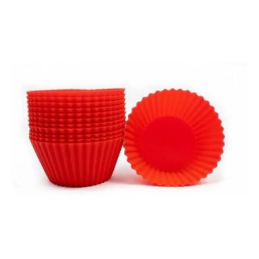 Imagem de Forma Muffin Cupcake Bolinho Kit 12 Pçs Forminha Em Silicone - Geral