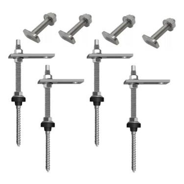 Imagem de Kit 4 Parafuso Placa Solar Telha Fibro Madeira Inox 20 Cm - INOXPAR