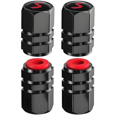 Imagem de Tampas de haste de válvula de pneu de carro de alumínio compatíveis com tampas de válvula de roda de carro acessórios universais para carro, SUV, bicicleta e motocicleta (S)