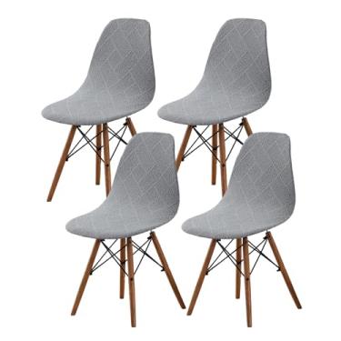 Imagem de HAOYONG Capas de cadeira de jantar modernas de meados do século, capa de cadeira estampada sem braços, capas elásticas para cozinha, escritório, sala de jantar e sala de estar (conjunto com 4)