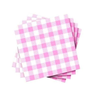 Imagem de Guardanapo De Papel Xadrez Rosa 20cm X 21cm - 50 Unidades