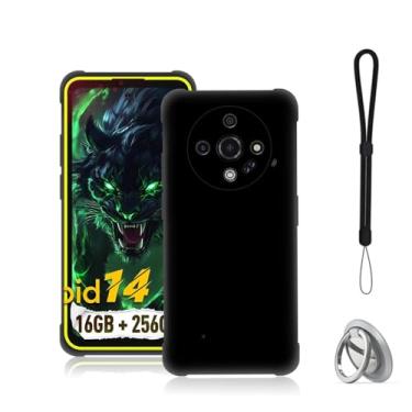 Imagem de NOUKAJU Capa para Ulefone Armor-X31 Pro e Armor X31, capa protetora de TPU, função de suporte, suporte ajustável, antiqueda, à prova de choque, capa protetora para Ulefone Armor X31 Pro (preto)