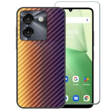 Imagem de Ranyi Capa para celular AirVoice C67 com protetor de tela, padrão ondulado gradiente colorido, fina, flexível, proteção de TPU (poliuretano termoplástico), capa de borracha de silicone para smartphone