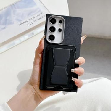Imagem de Capa de couro com suporte para cartão e carteira para Samsung S25 Edge S24 S23 S22 Plus Ultra Fe A56 A36 A26 A16 A55 A35 (para Galaxy A53 5G/preto)
