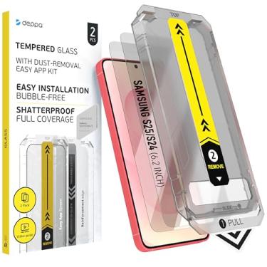 Imagem de Deppa [Pacote com 2 protetores de tela para Samsung Galaxy S25/S24 (15.7 cm) vidro temperado | Desbloqueio de impressão digital | Cobertura total | com kit de instalação fácil sem bolhas