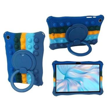 Imagem de Capa para Galaxy Tab a9 Plus de 11 polegadas para meninos e crianças, capas fofas para tablet Samsung A9+ 2023 (SM-X210/X216/X218) com suporte giratório de 360° e alça de ombro, azul escuro colorido