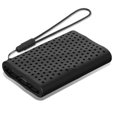 Imagem de Lacdo Bolsa de transporte em silicone para Samsung T9 Portable SSD 1TB 2TB 4TB External Solid State Drive, capa protetora em silicone macio para T9 SSD, bolsa de viagem com cordão, Preto