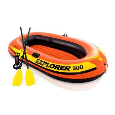 Imagem de Bote Inflável Explorer 300 Intex até 186kg com Par Remos e Bomba