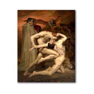 Imagem de LXURY Bouguereau.Dante e Virgil in Hell. Reprodução de pinturas famosas. Arte de parede em tela. Pôsteres e impressões. Imagem para decoração de casa 60 x 78 cm sem moldura