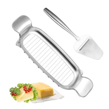 Imagem de Cortador Queijo, Alumínio Aço Inoxidável Cortador de Manteiga Multifuncional 0,64cm Cada Pedaço Fatiador de Queijo para Frutas Frios